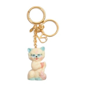 Valentino Le Chat De La Maison Gold-tone And Plastic Key Fob In Gold