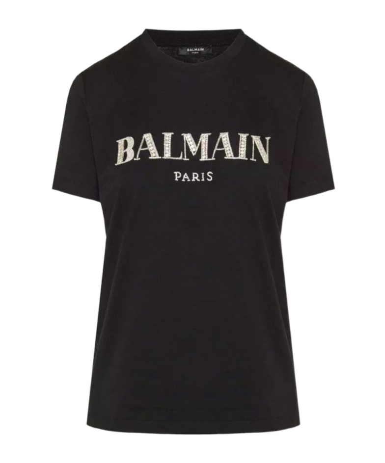 Balmain Logo Cotton T-shirt In Black