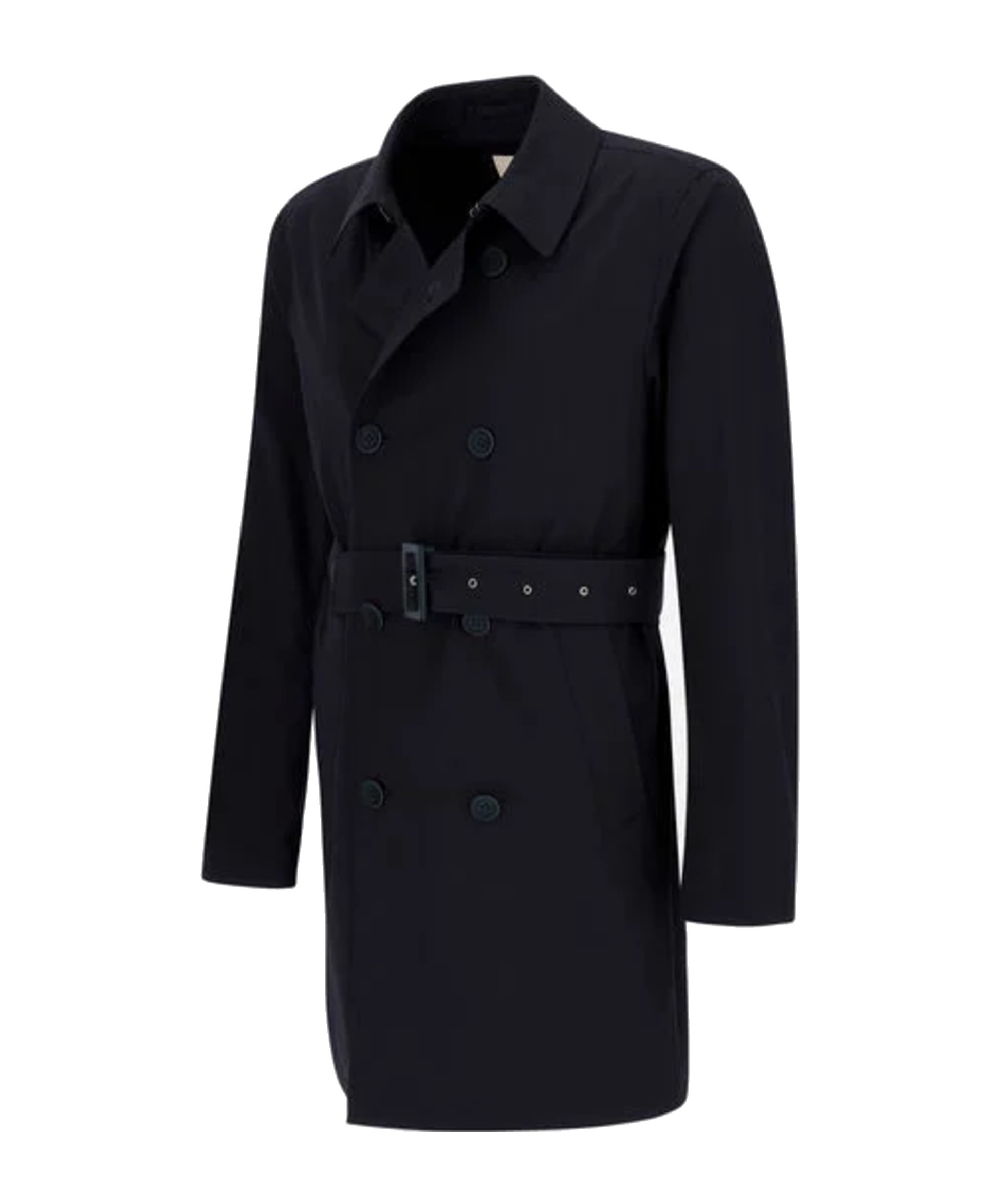 Herno Double-breasted Trench Coat In Delon In Black