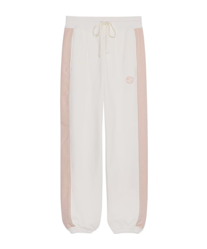 Gucci Interlocking G-patch Cotton Track Pants In White