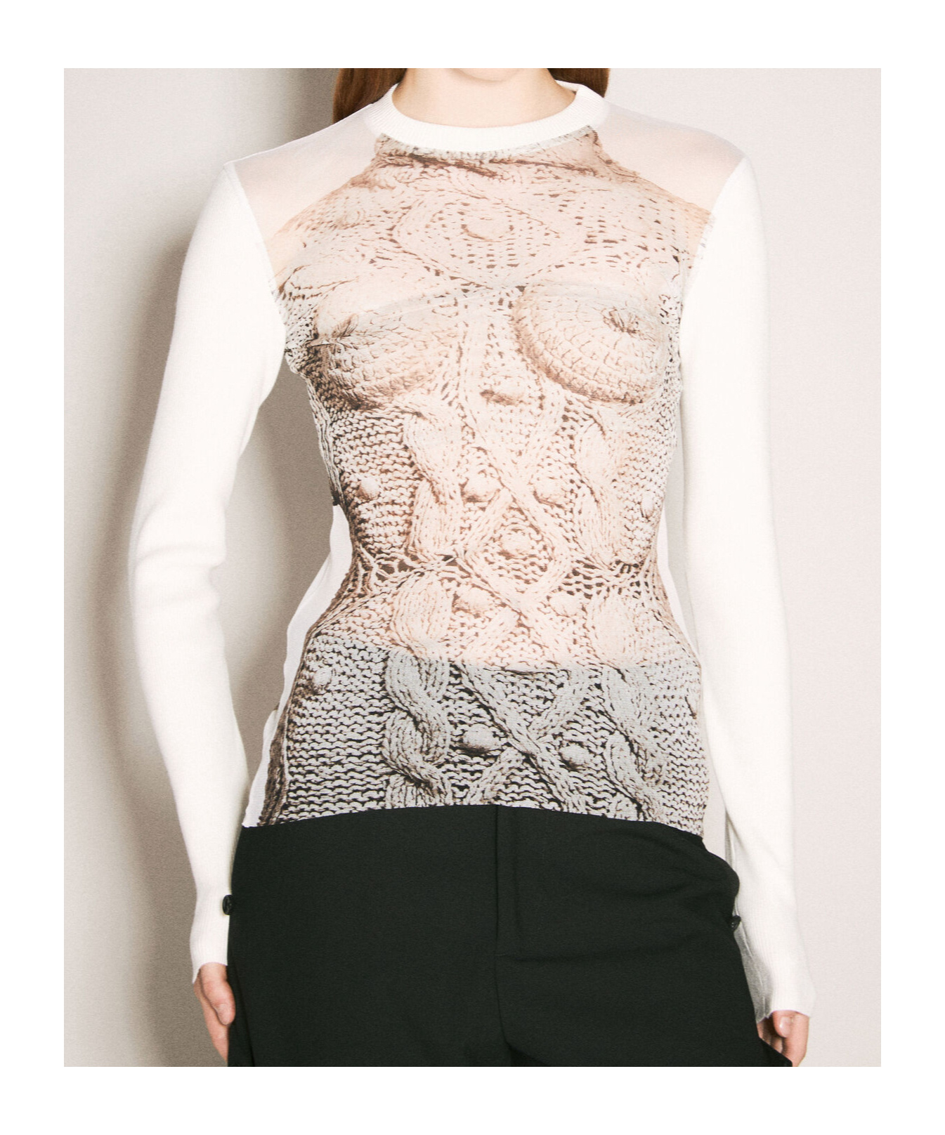 Shop Jean Paul Gaultier Madone Knitted Top In Black