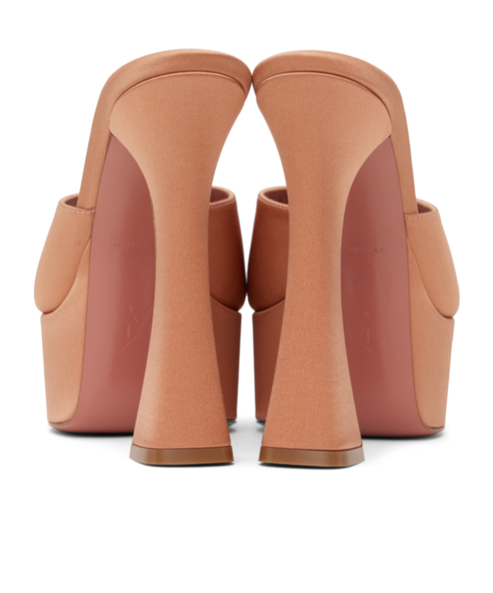 Amina Muaddi Tan Dalida Heeled Sandals In Pink