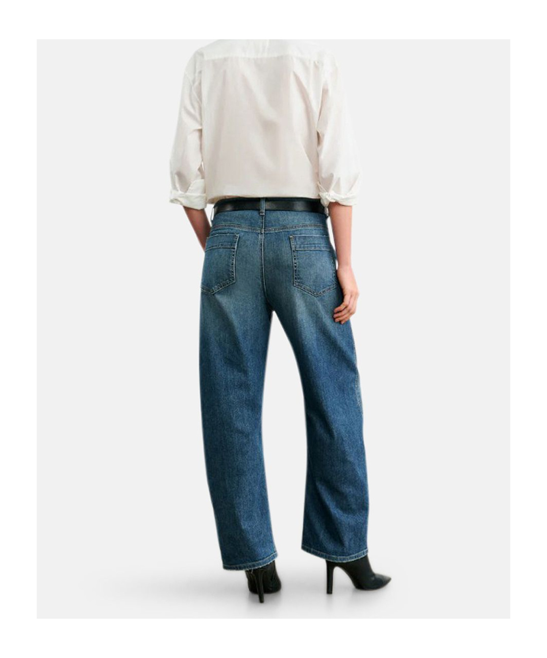 Nili Lotan Belt-lined Denim Trousers In Blue