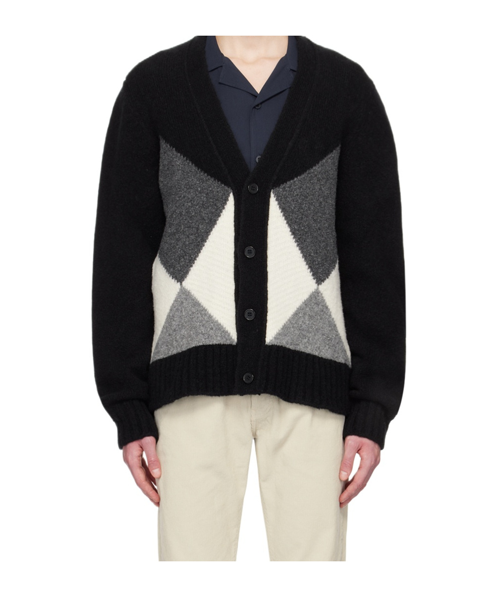 Officine Generale Intarsia Pattern Sweater In Black