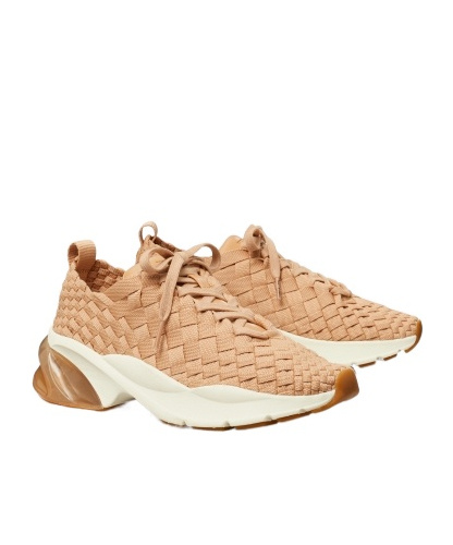 Tory Burch Good Luck Woven Trainer In Nude