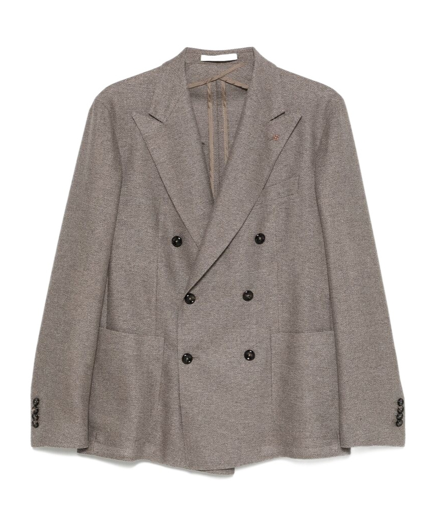 Tagliatore Double-breasted Wool And Silk Jacket In Gray