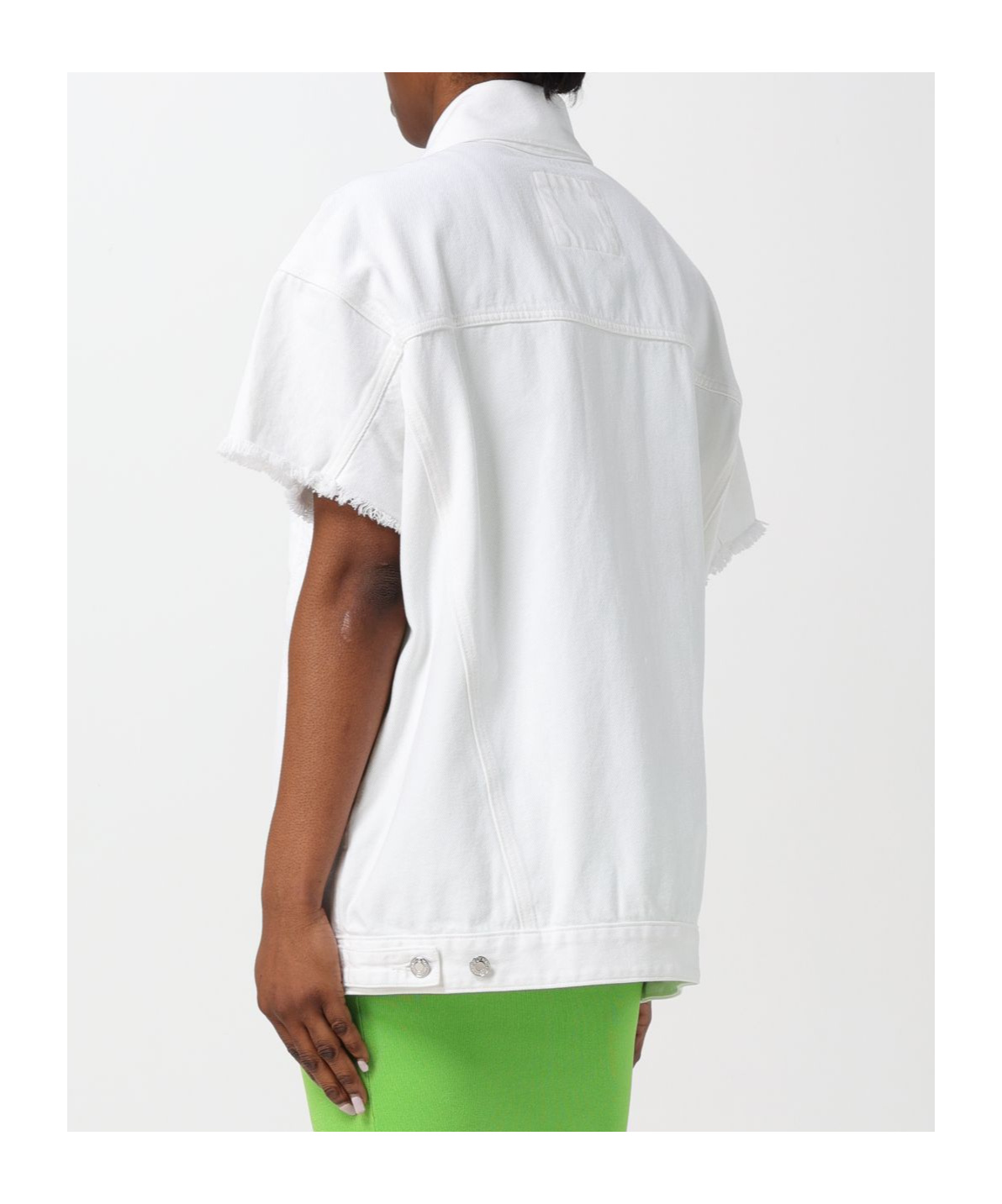 Shop Michael Kors Frayed-brim Denim Jacket In White
