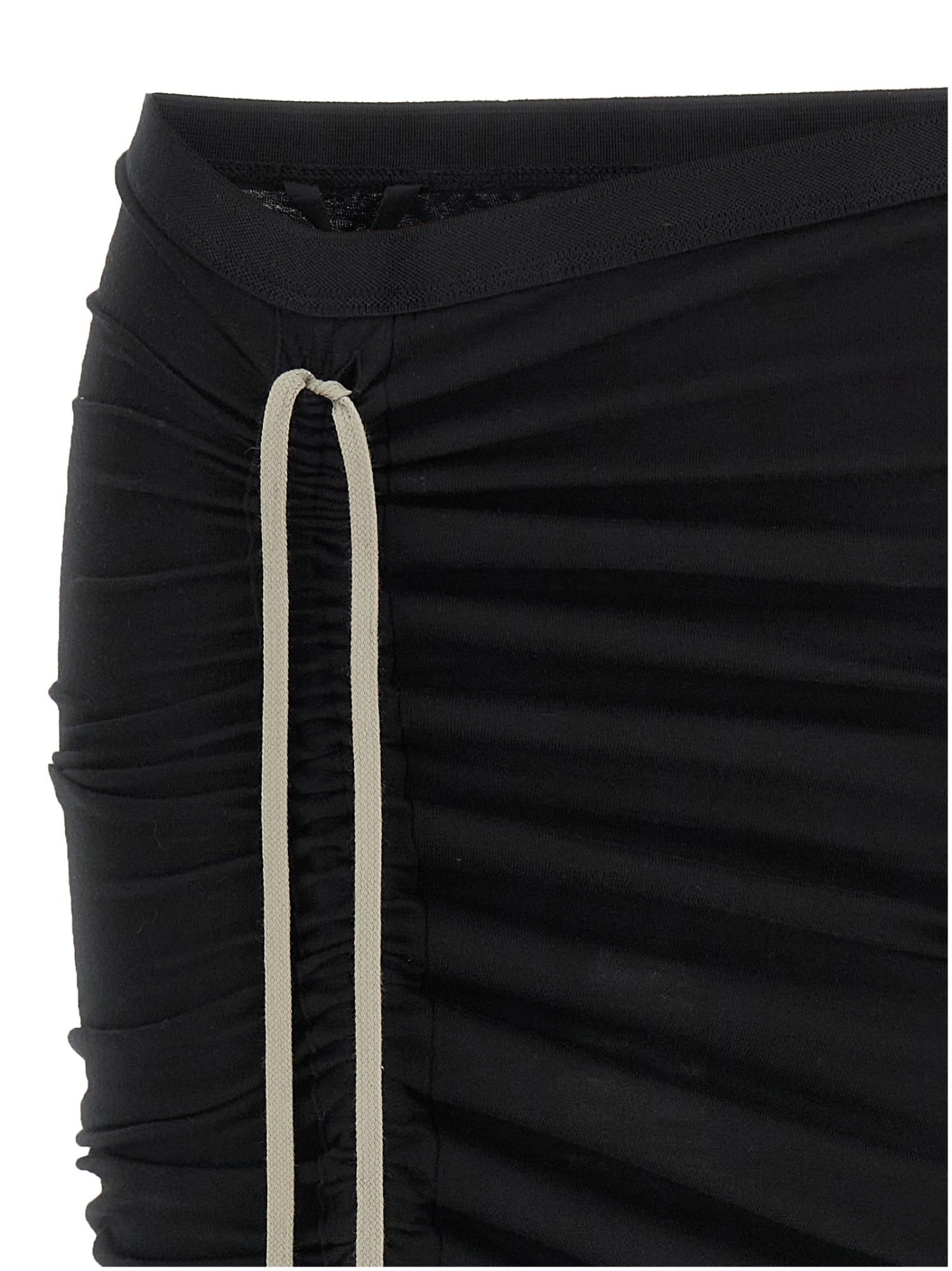 Rick Owens Drkshdw Skirt Drawstring Detail Gathered Waistband In Black