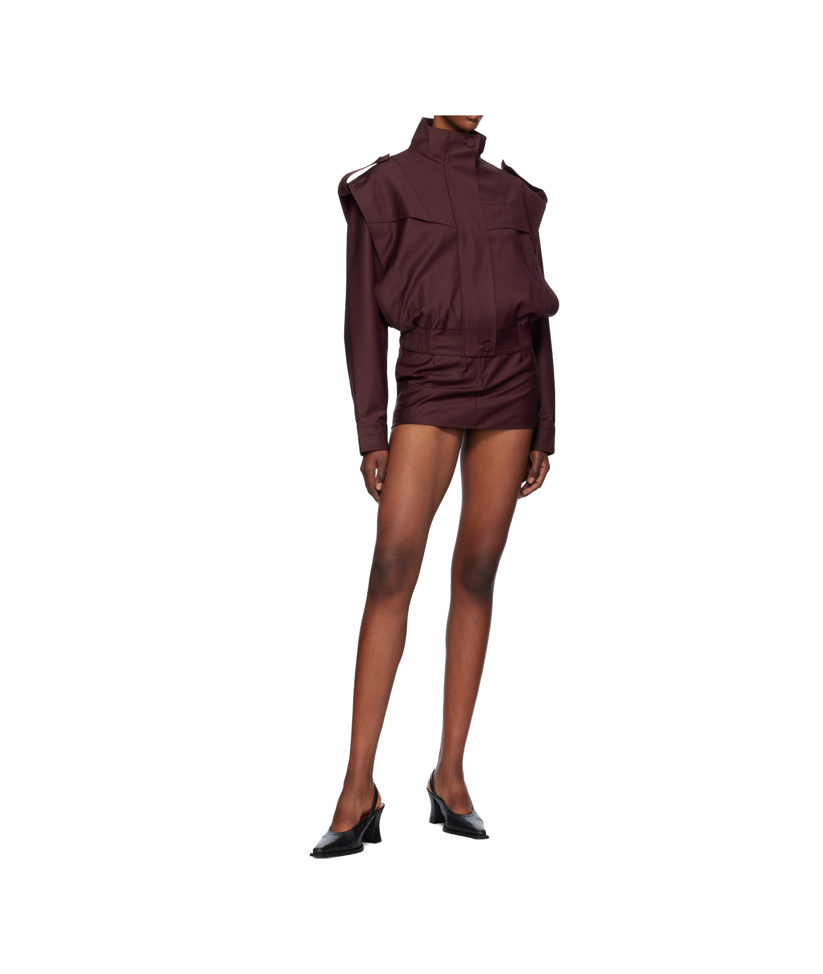 Aya Muse Elastic Twill Short Skirt In Brown