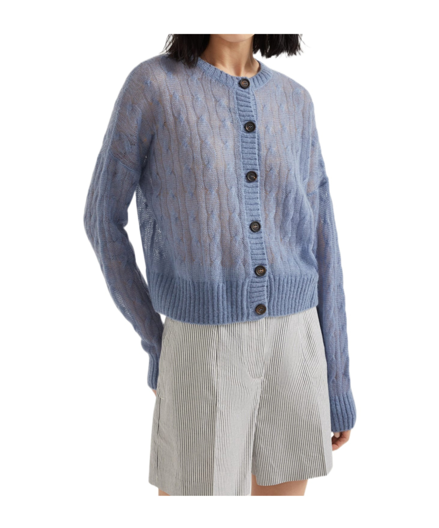 Brunello Cucinelli Cable-knit Cardigan In Blue
