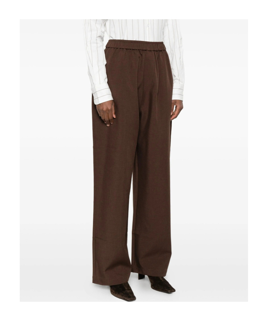 The Frankie Shop Elastic Waist Casual Pants In Brown