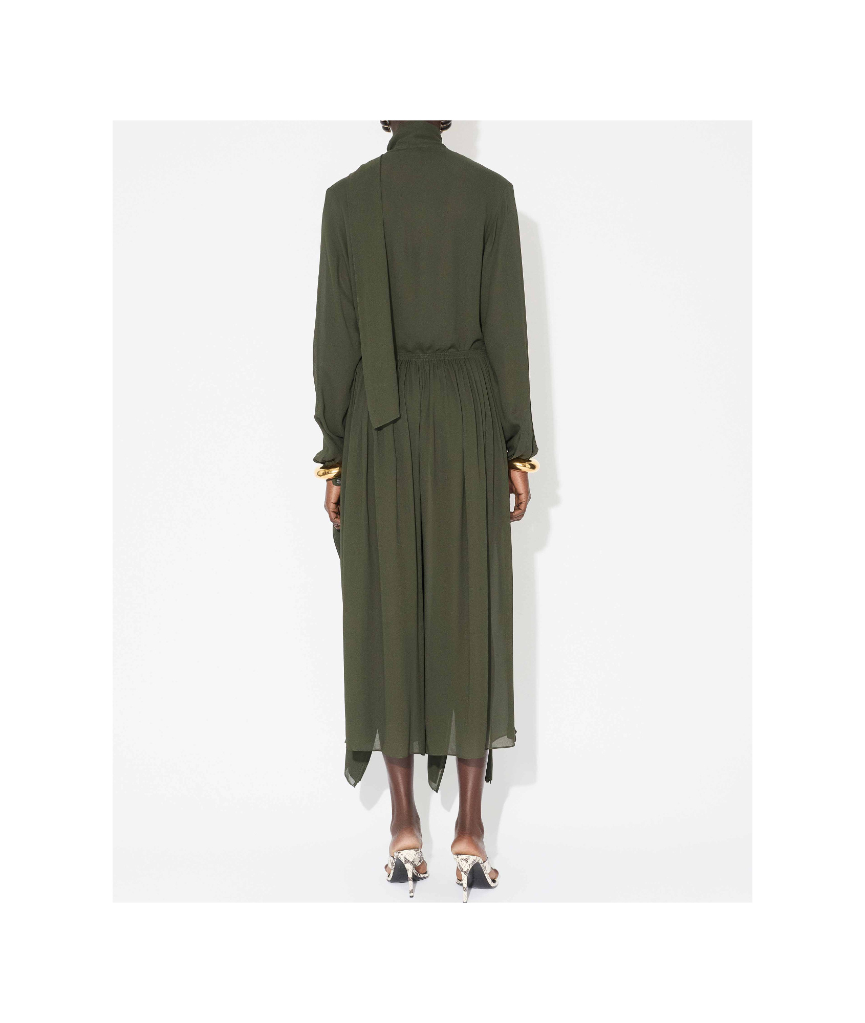 Alaïa Georgette Ruffle Pants In Green