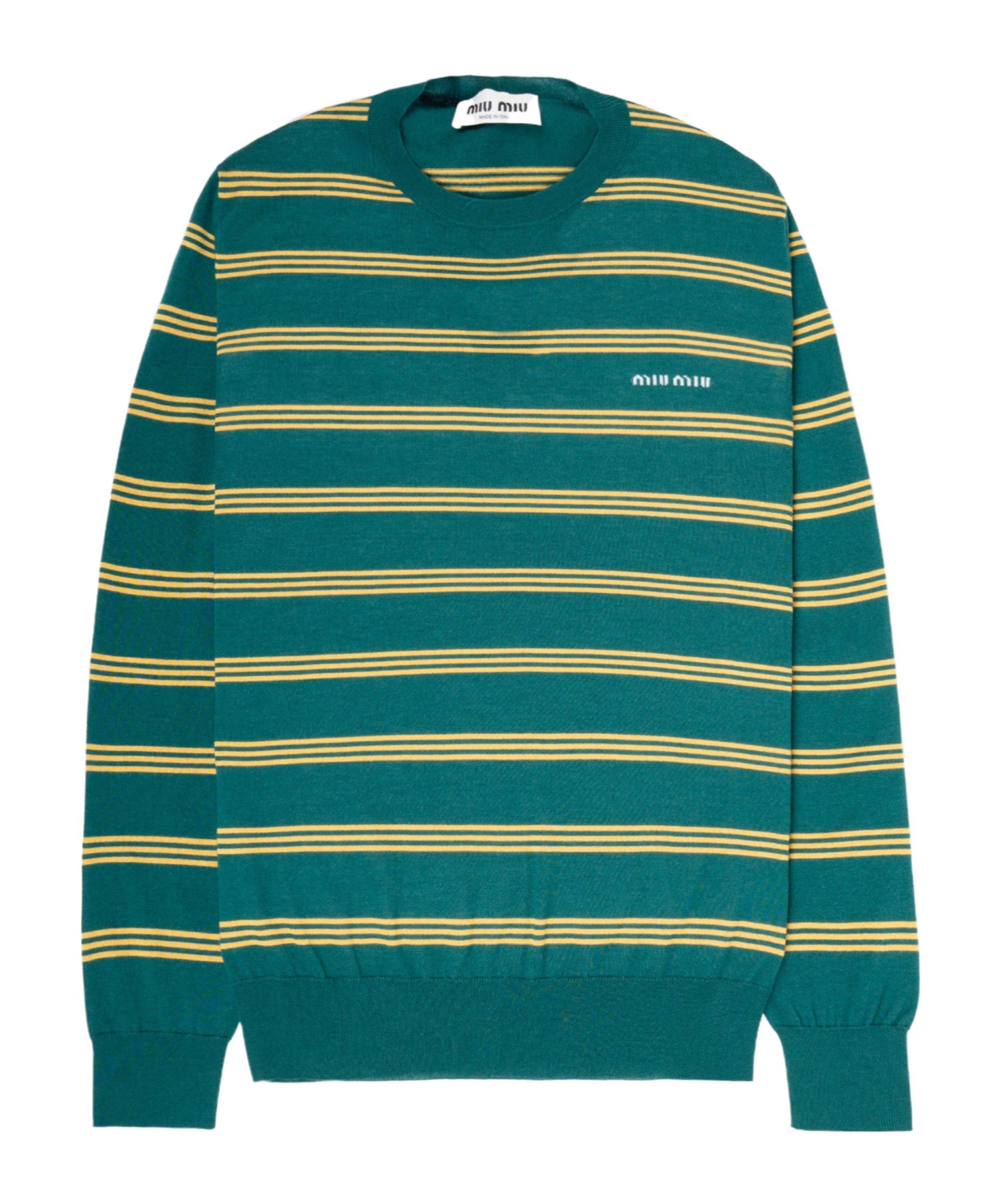 Miu Miu Striped Sweater In Green