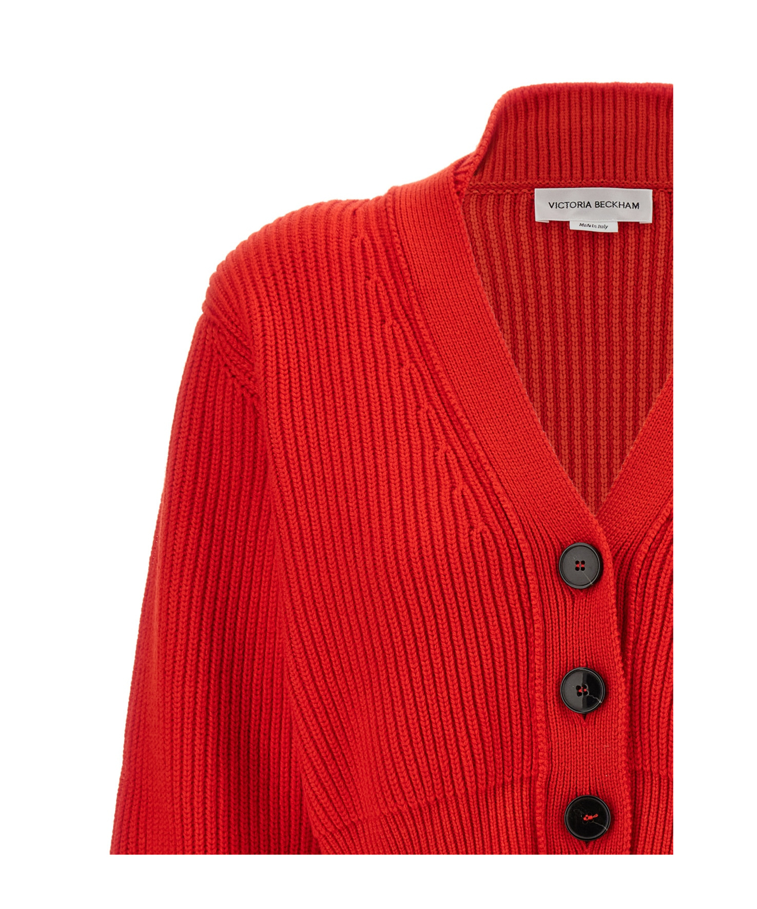 Victoria Beckham Cropped V-neck Cardigan In Red