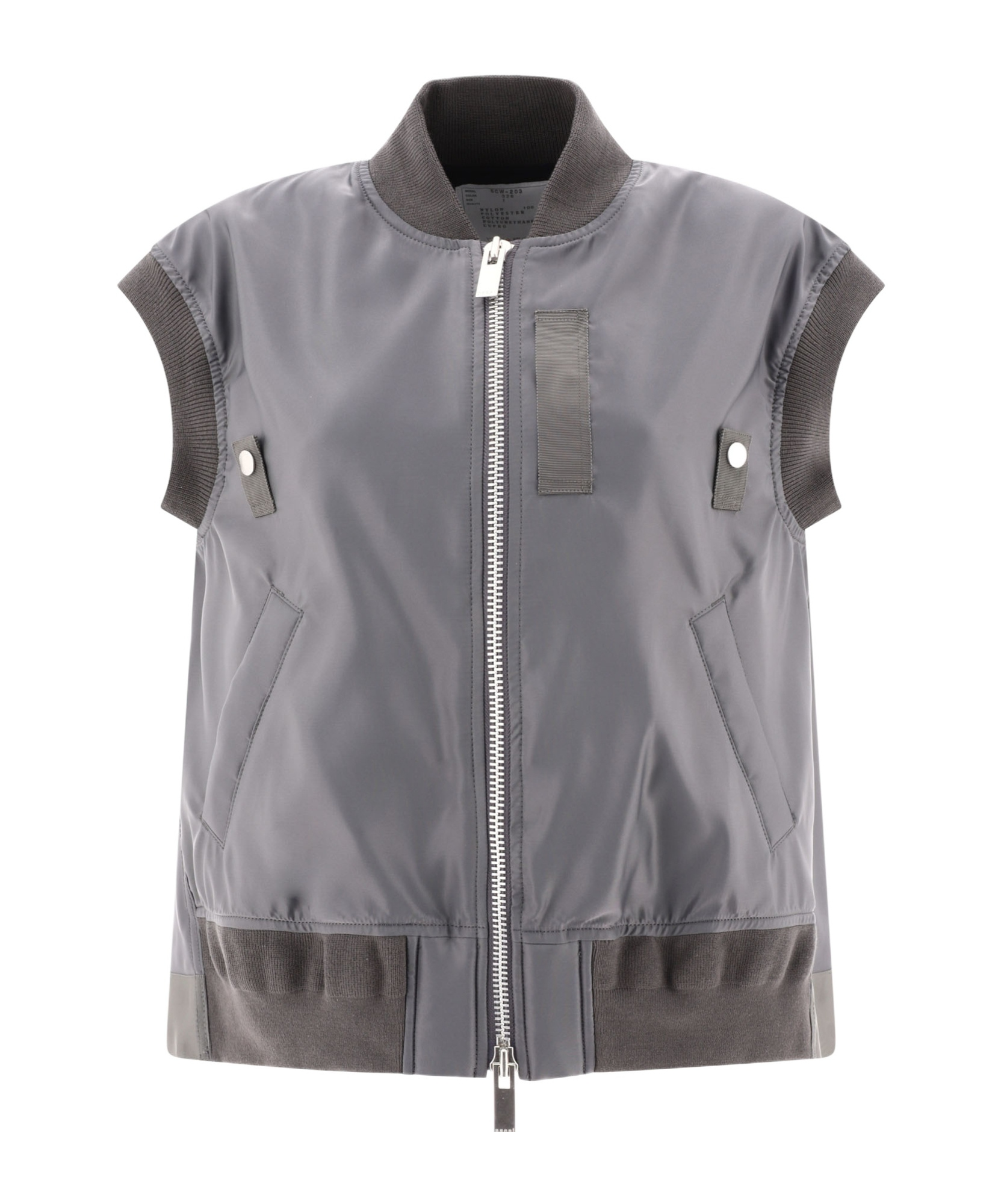 Sacai Baseball-collar Zip-up Gilet In Gray