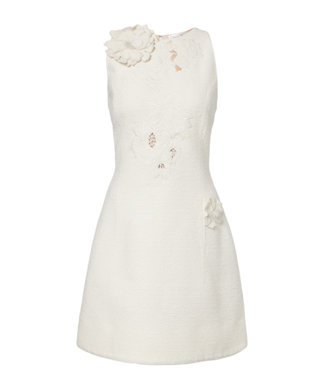 Oscar De La Renta Embroidered Cotton-blend Tweed Minidress In White