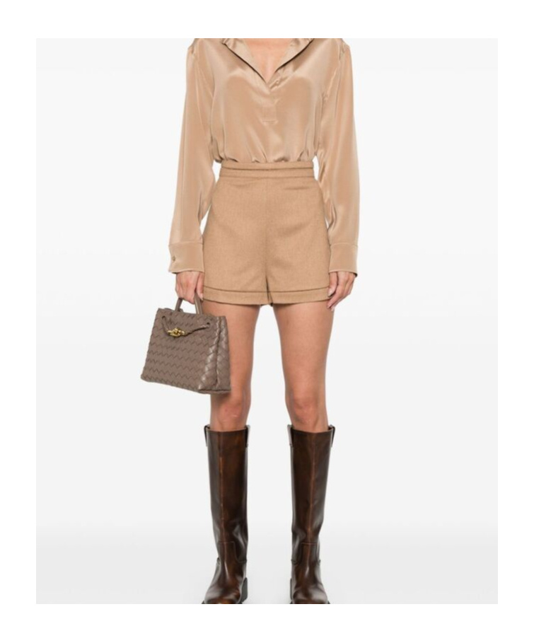 Max Mara Adagio High Waist Knitted Shorts In Nude