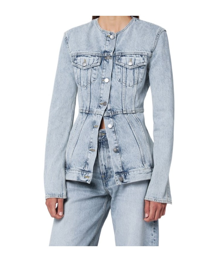 Haikure Button-down Long-sleeved Denim Jacket In Blue