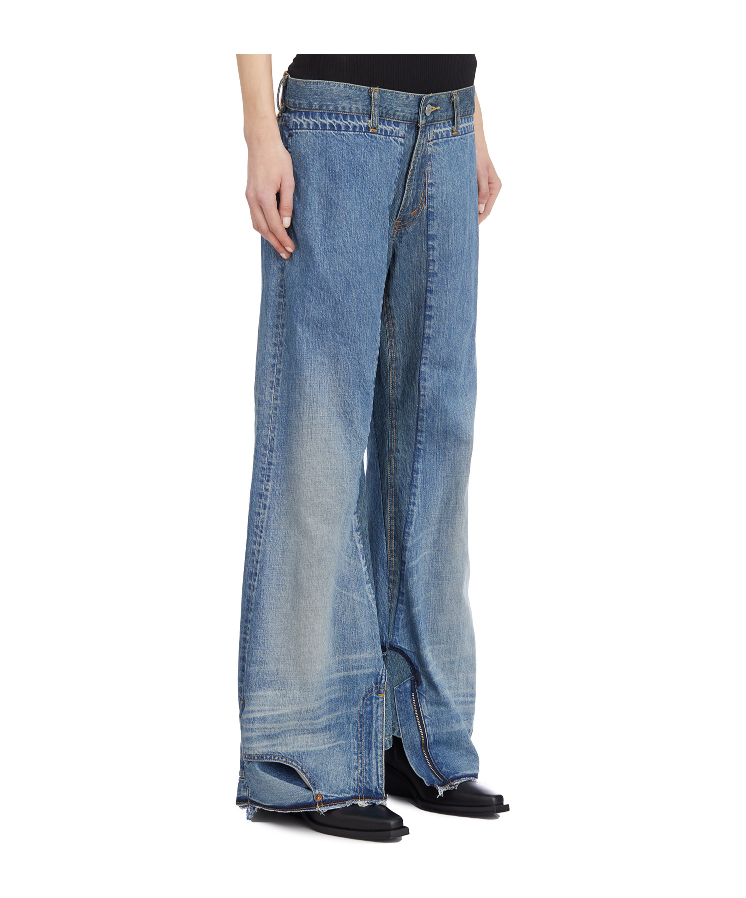 Junya Watanabe Upside Down Denim Pants In Blue