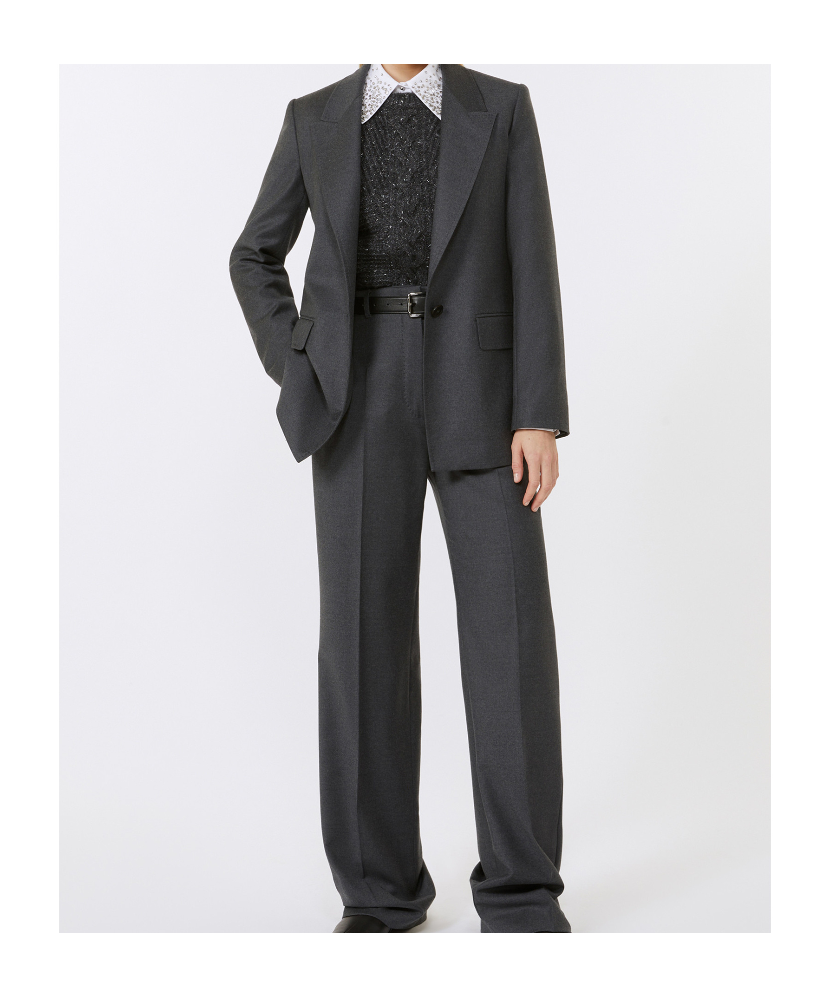 Max Mara Tailored Single-breasted Wool Jacket In Gray