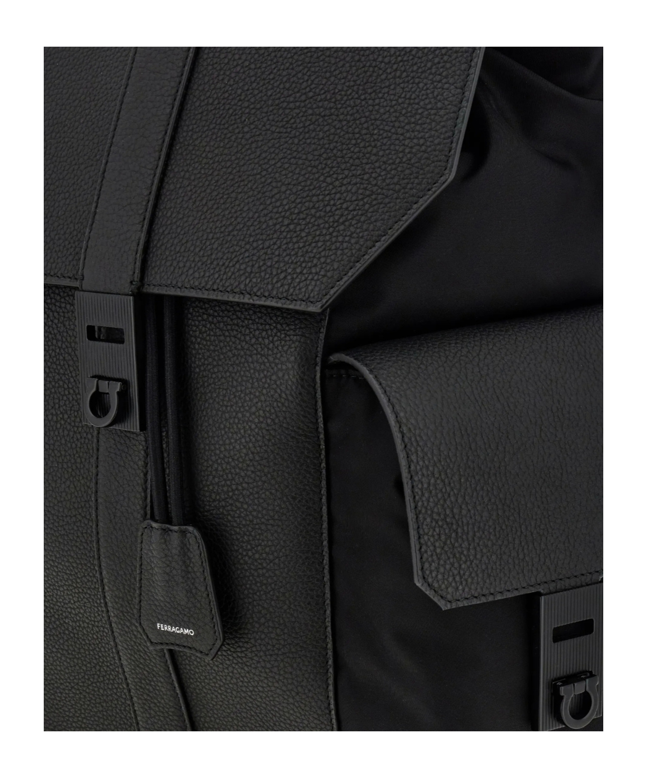 Ferragamo Flap Backpack In Black