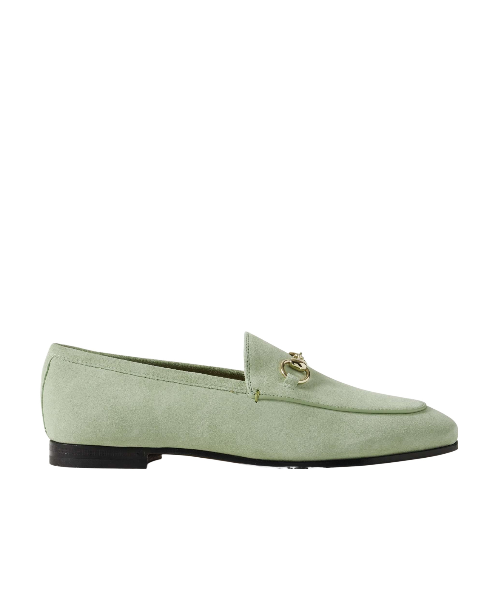 Gucci Jordaan Horsebit-detailed Leather-trimmed Suede Loafers In Gray