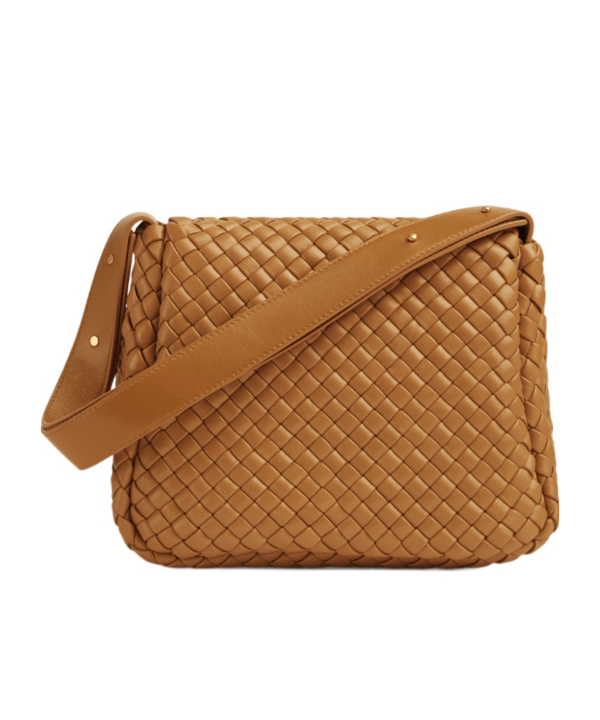 BOTTEGA VENETA SMALL COBBLE WOVEN FLIP SHOULDER BAG