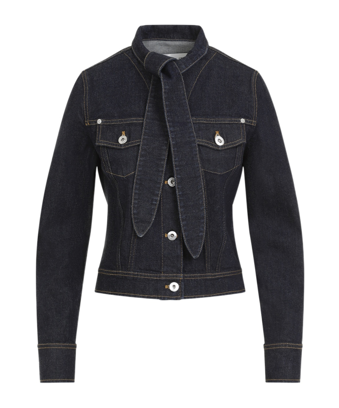 Lanvin Ascot Collar Denim Jacket In Black