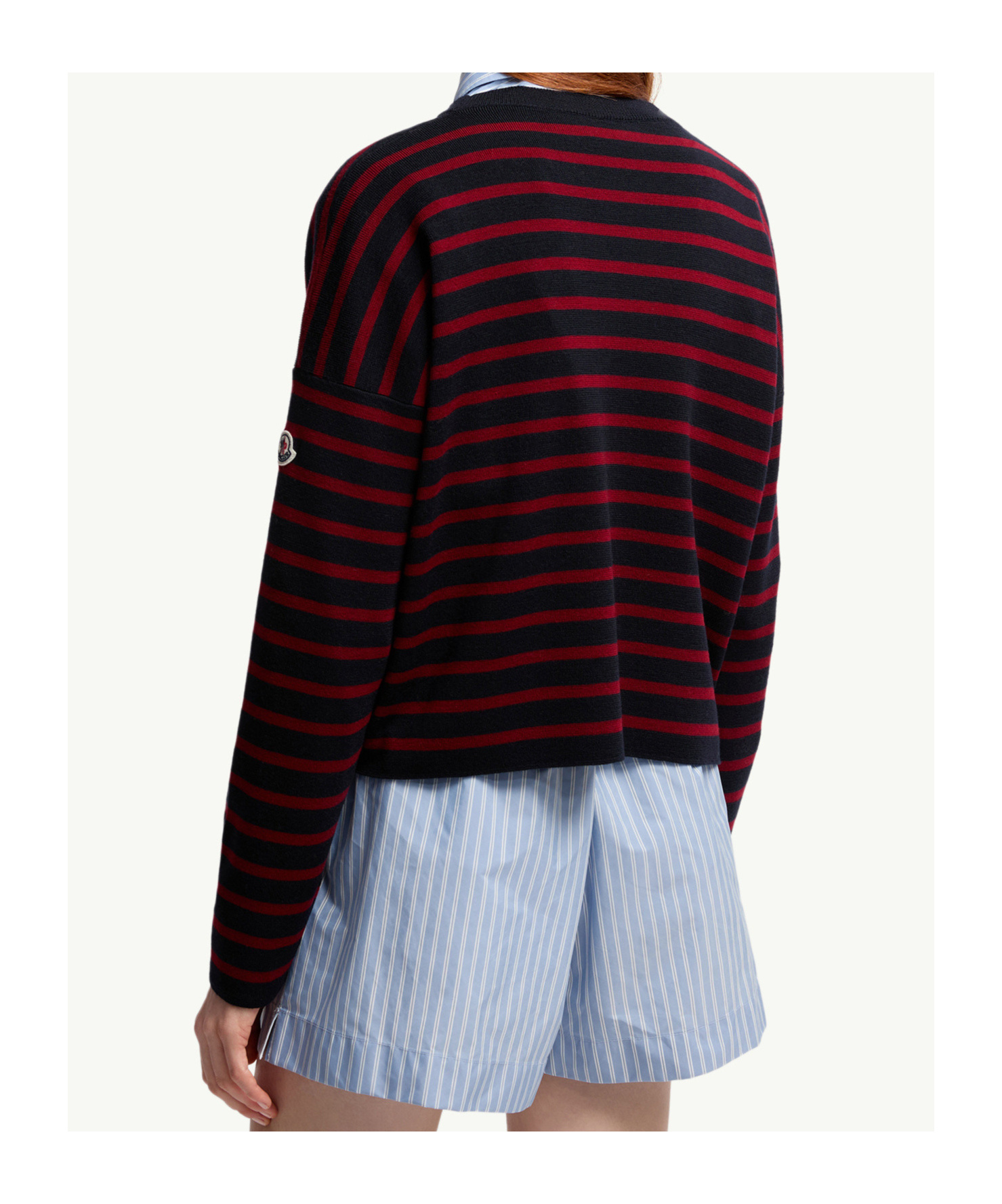 Moncler Striped Wool Sweater In Red