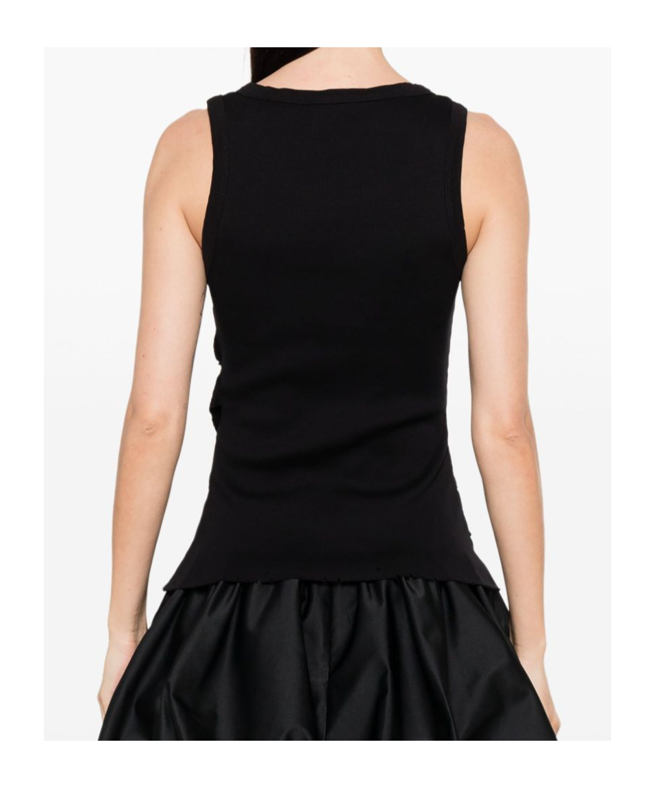 Coperni Black Cotton Top With Front Detail In Black