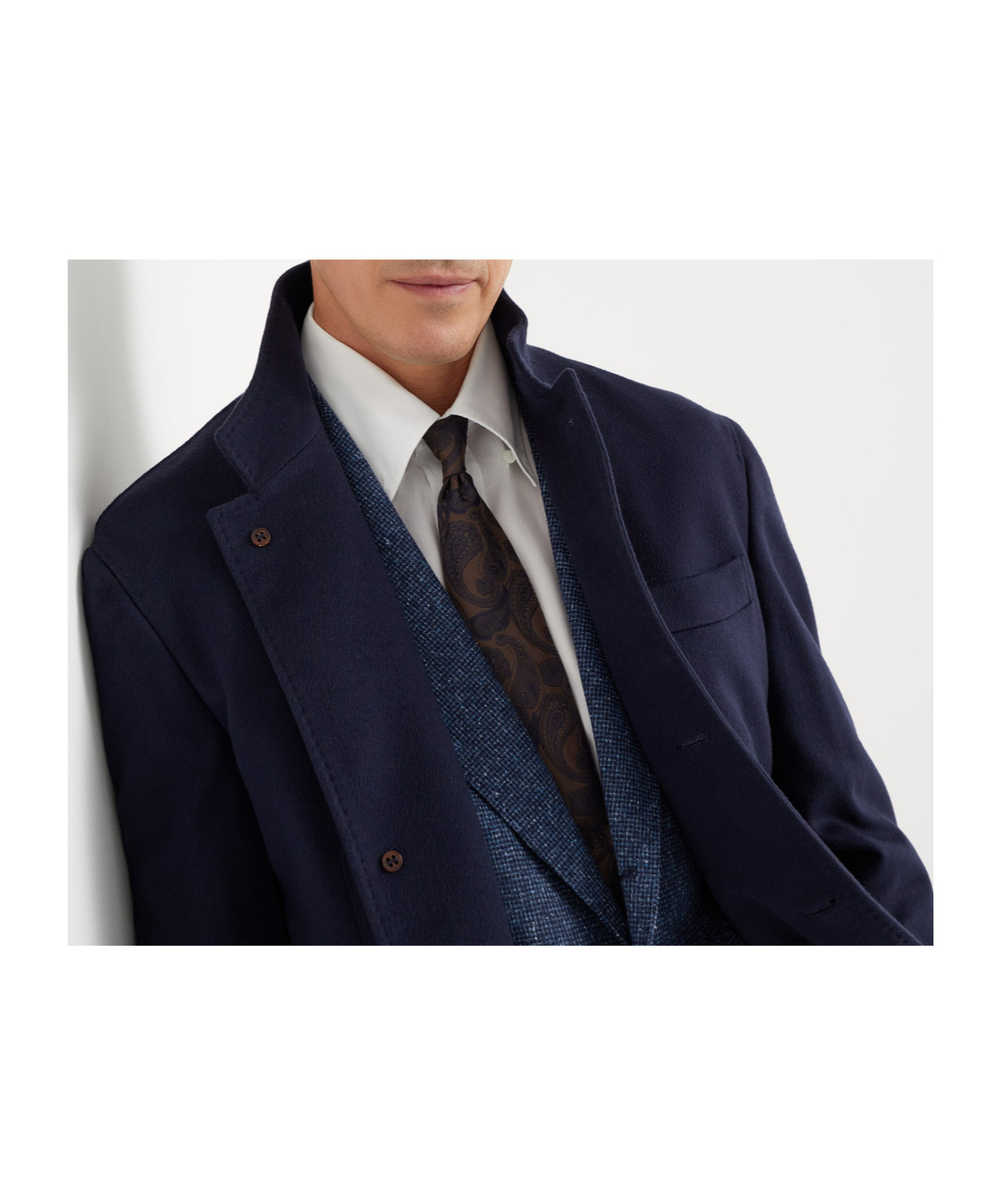 Brunello Cucinelli Notched-lapels Cashmere-wool Blazer In Blue