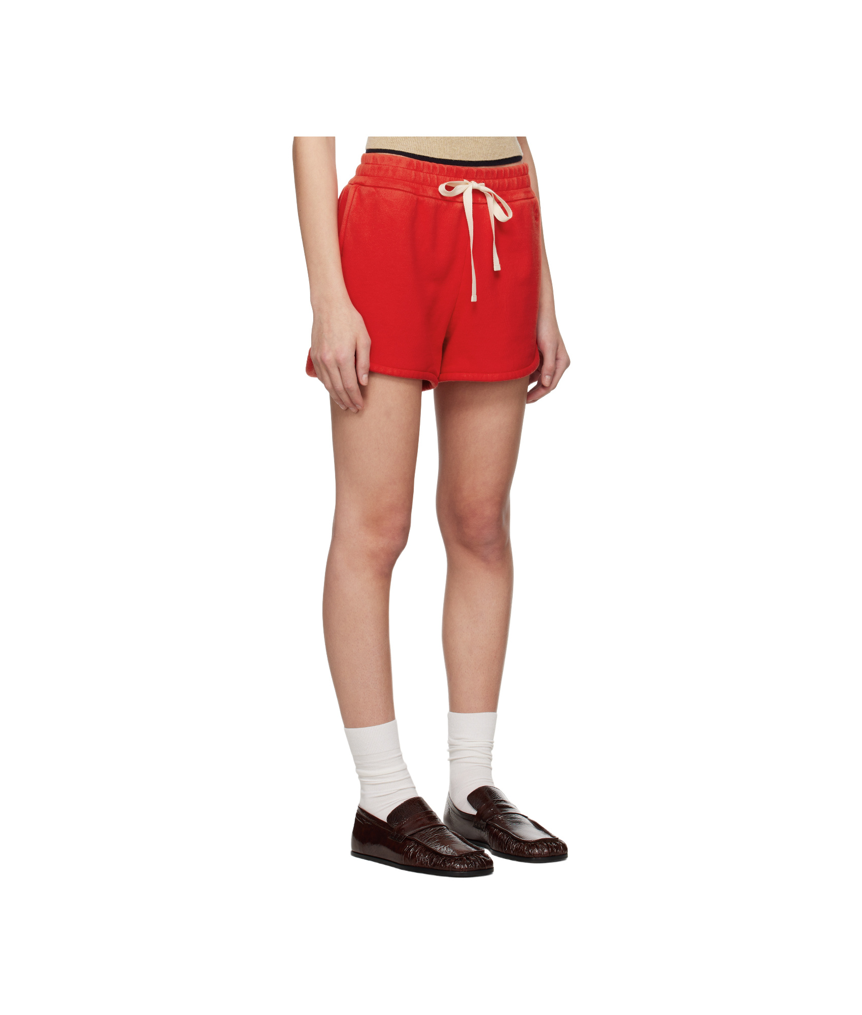 Jil Sander Red Cotton Terry Shorts