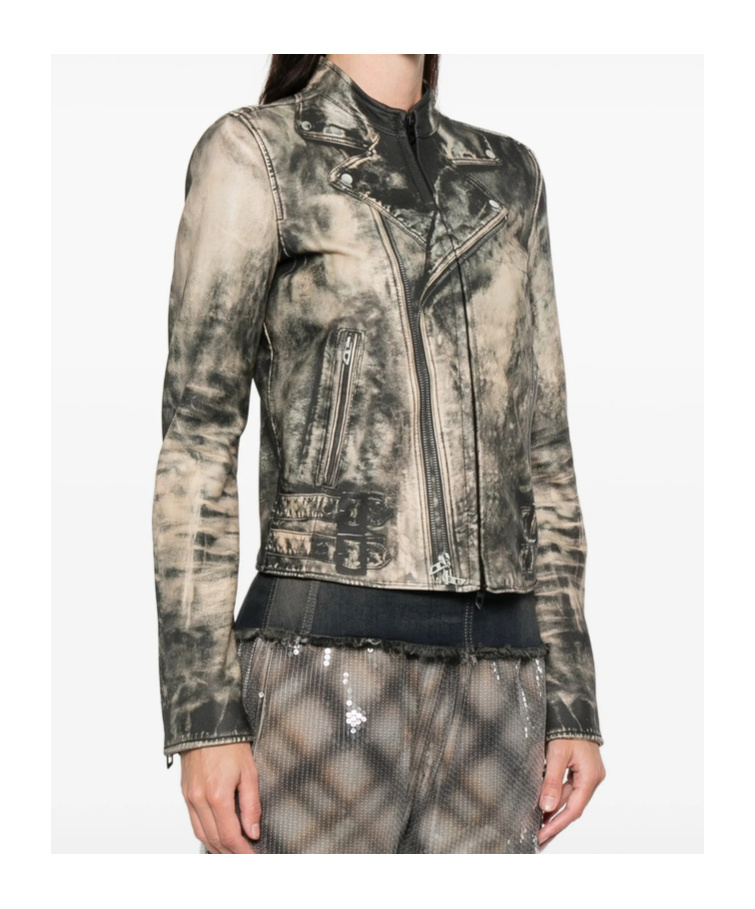 Diesel L-uxure Zip-fastening Leather Jacket In Multi