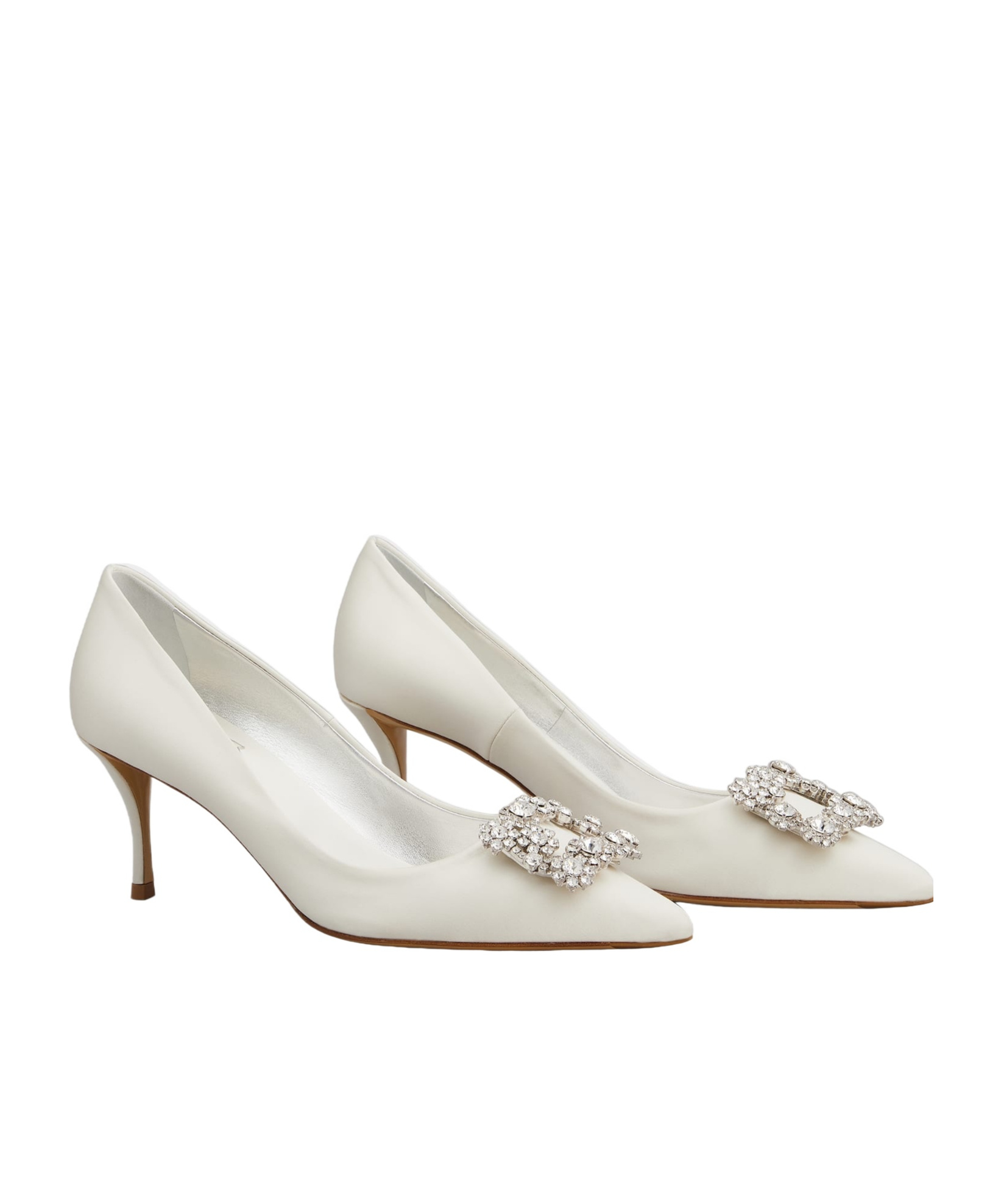 Roger Vivier Crystal Square Button High Heels In White