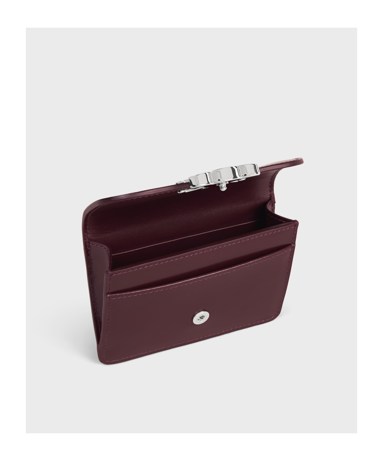 Celine Card Holder With Flap Triomphe In Shiny Calfskin