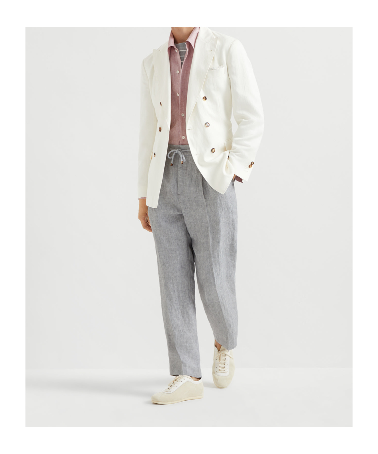 Brunello Cucinelli Drawstring Trousers In Gray