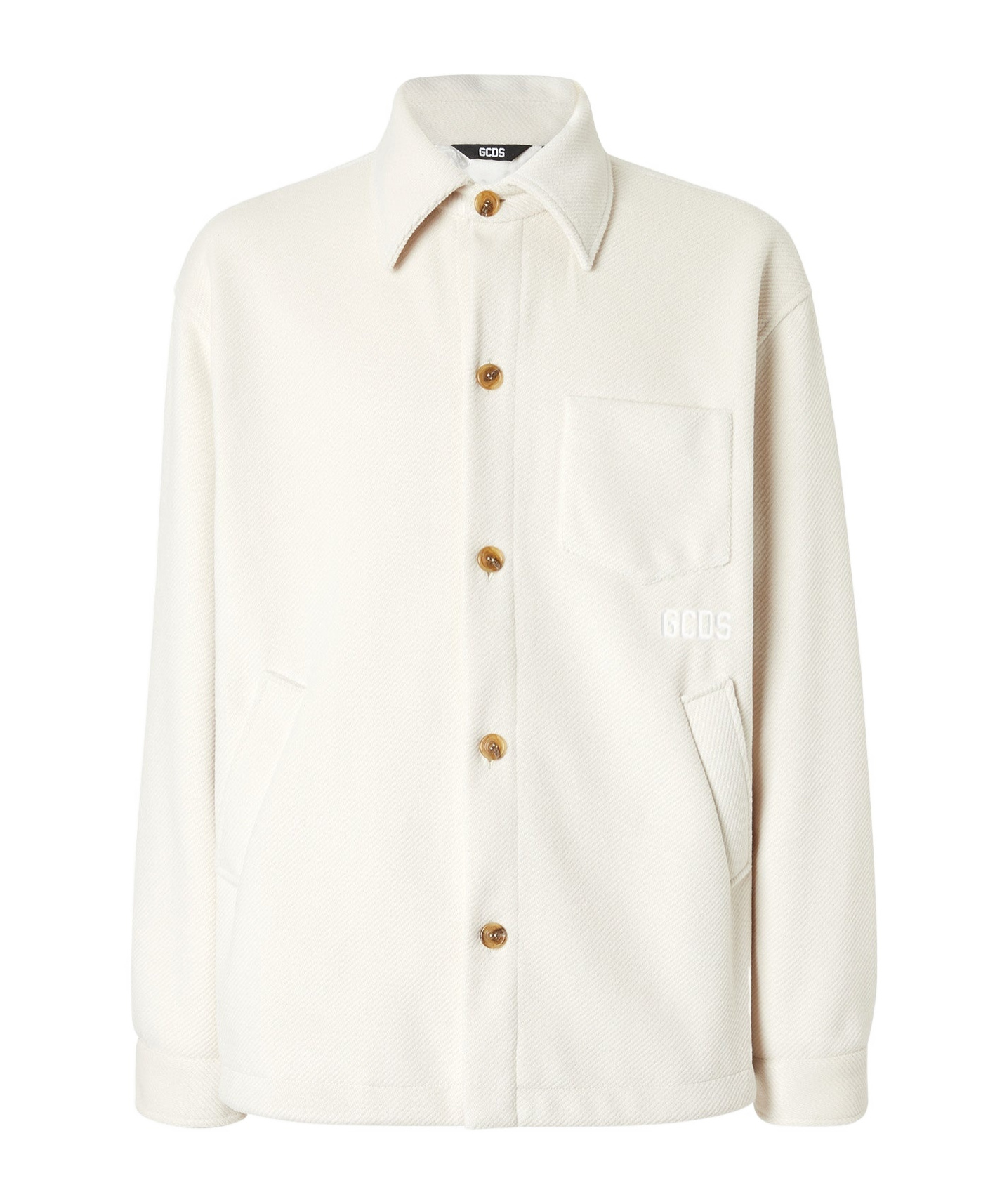 Gcds Logo-embroidered Button-up Jacket In White