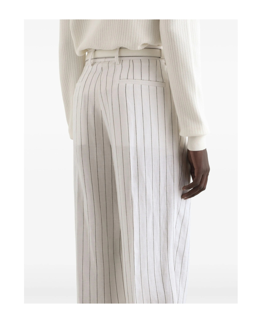 Dolce & Gabbana Striped Tailored Trousers In White