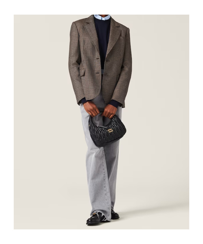 Miu Miu Plaid-check Single-breasted Blazer In Brown