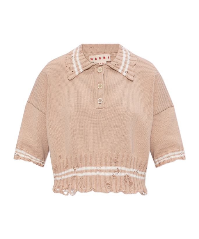 Marni Knitwear Polo With Distressed Button Detailing