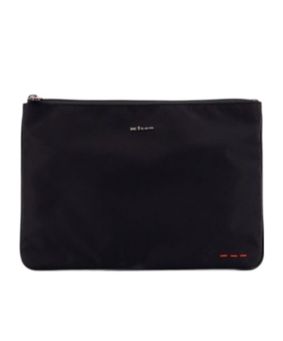 Kiton Logo Plaque Clutch Bag In Black
