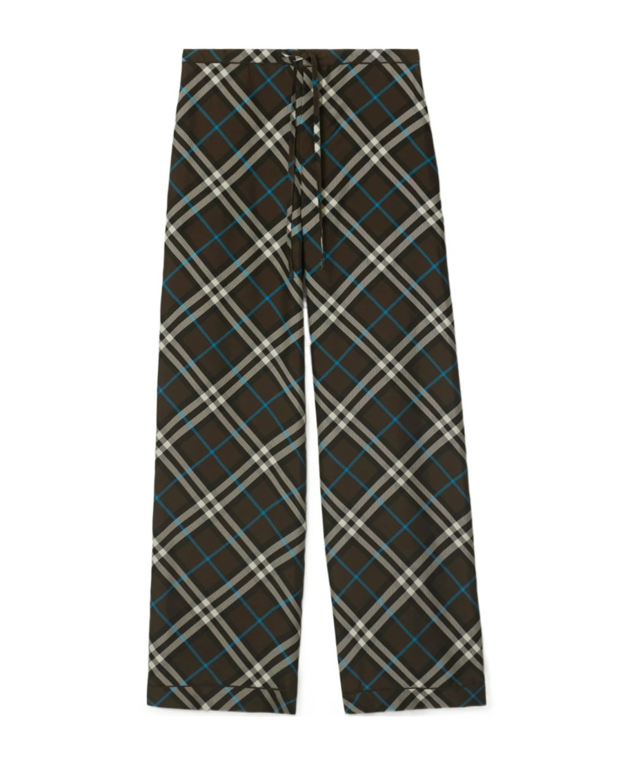 Burberry Check Silk Pyjama Trousers In White