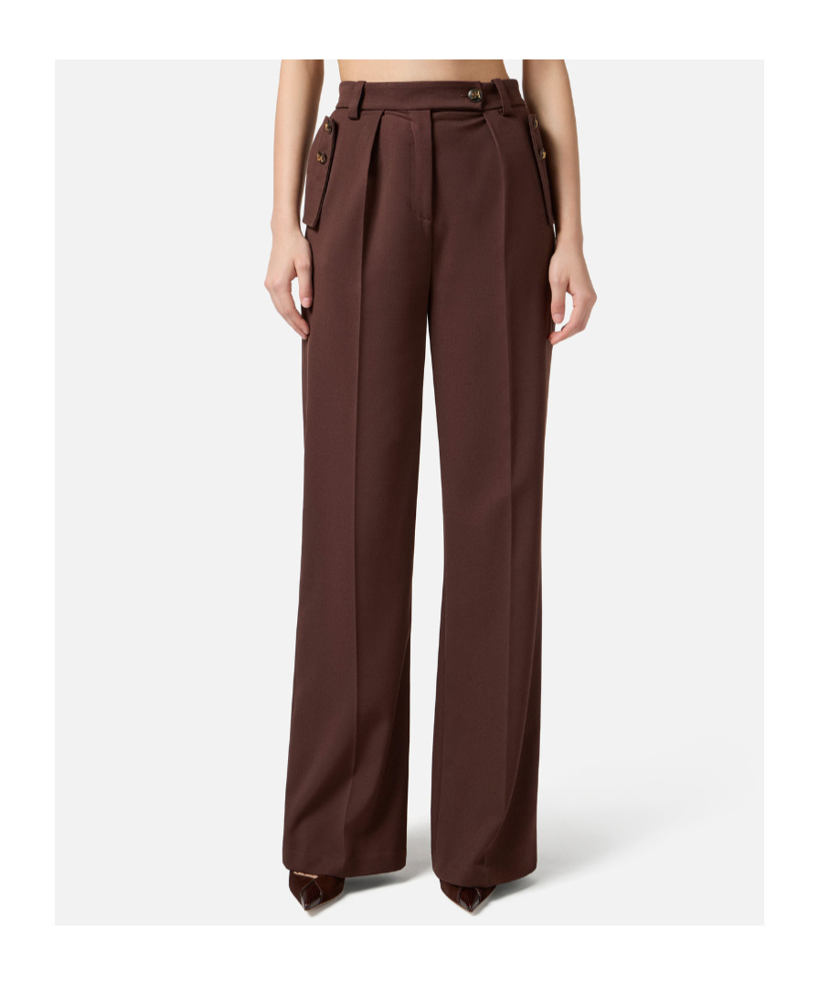 Elisabetta Franchi Pleated Pocket Trousers In Brown