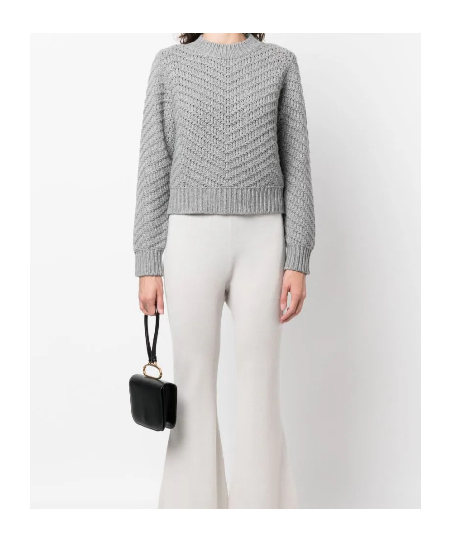 Fabiana Filippi Rib Trim Patterned Knit Sweater In Gray