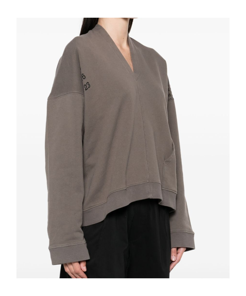 Shop Mm6 Maison Margiela Asymmetric Sweatshirt In Gray