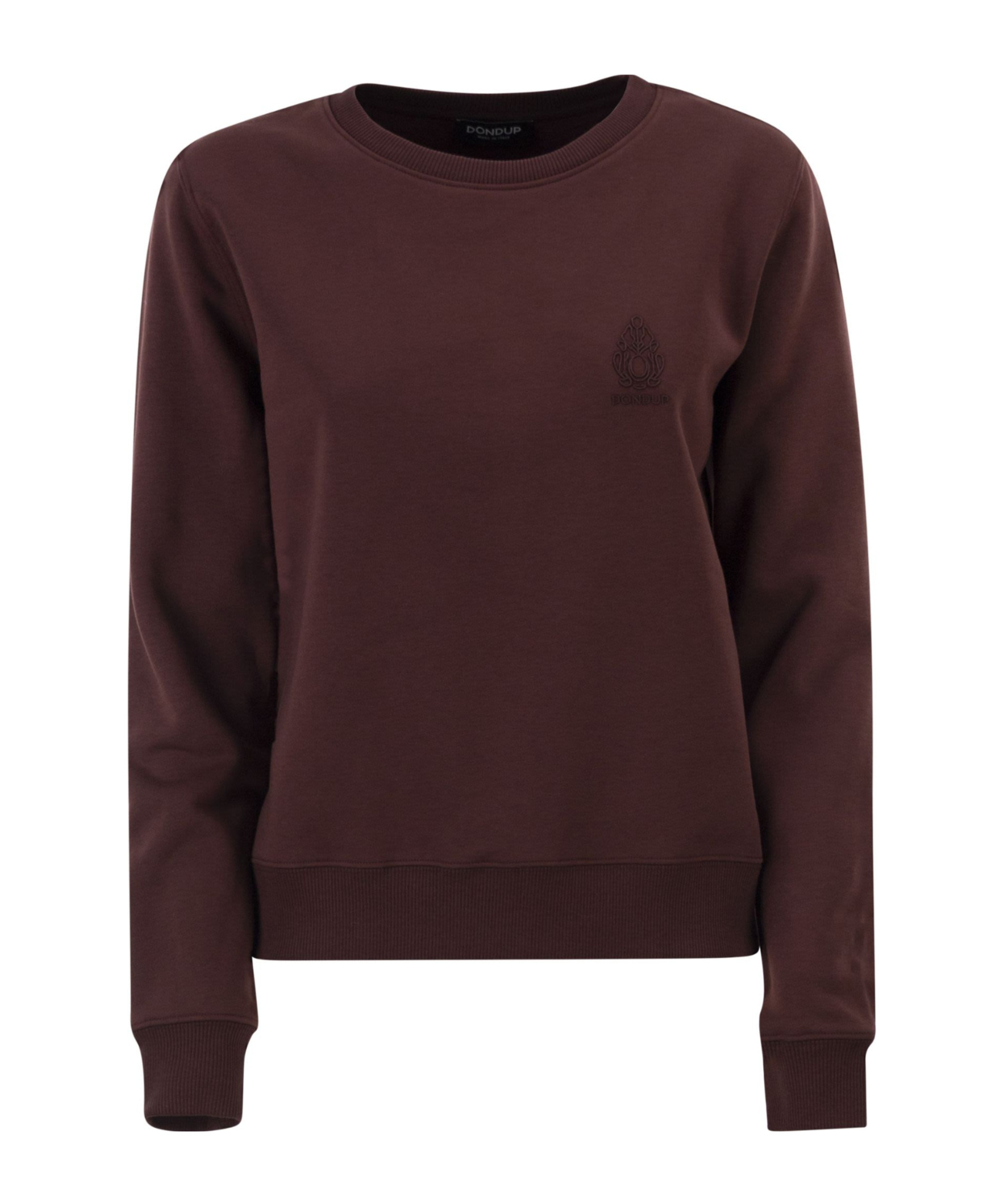 Dondup Slim-fit Cotton Crew Neck Sweatshirt With Logo In Red