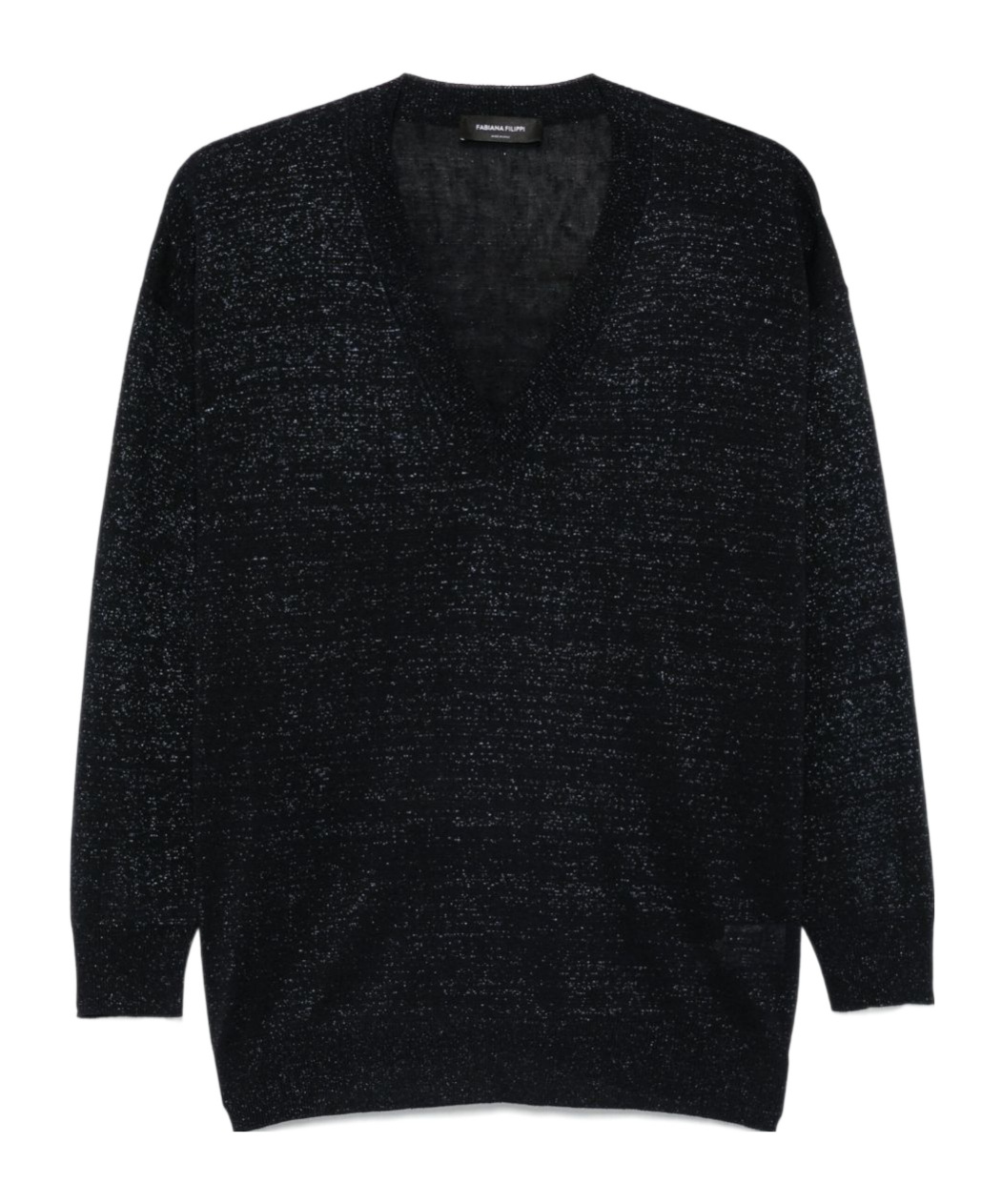 Fabiana Filippi Linen Blend V-necked Sweater In Night Blue