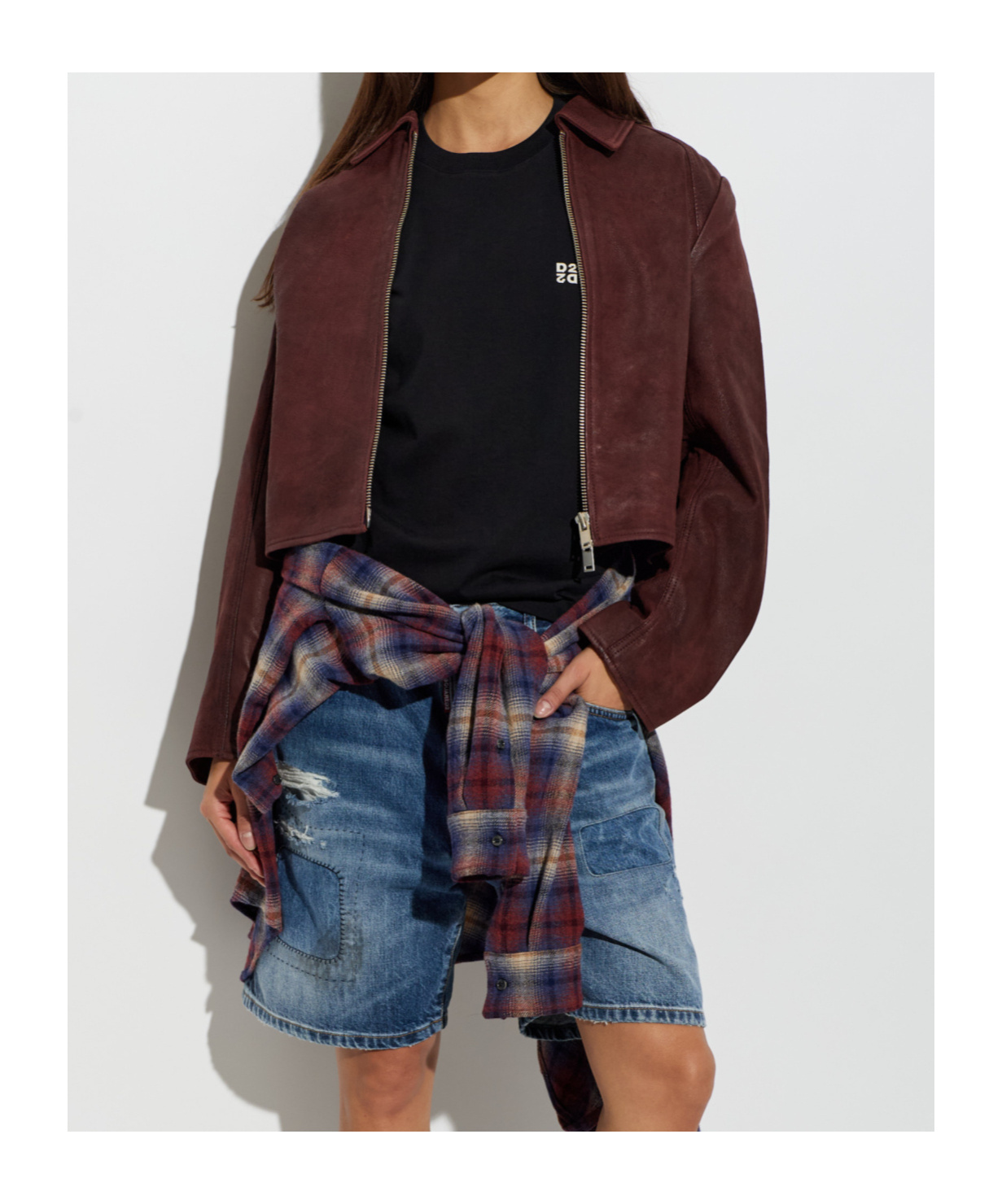 Samsoe & Samsoe Collared Long-sleeved Leather Jacket In Brown