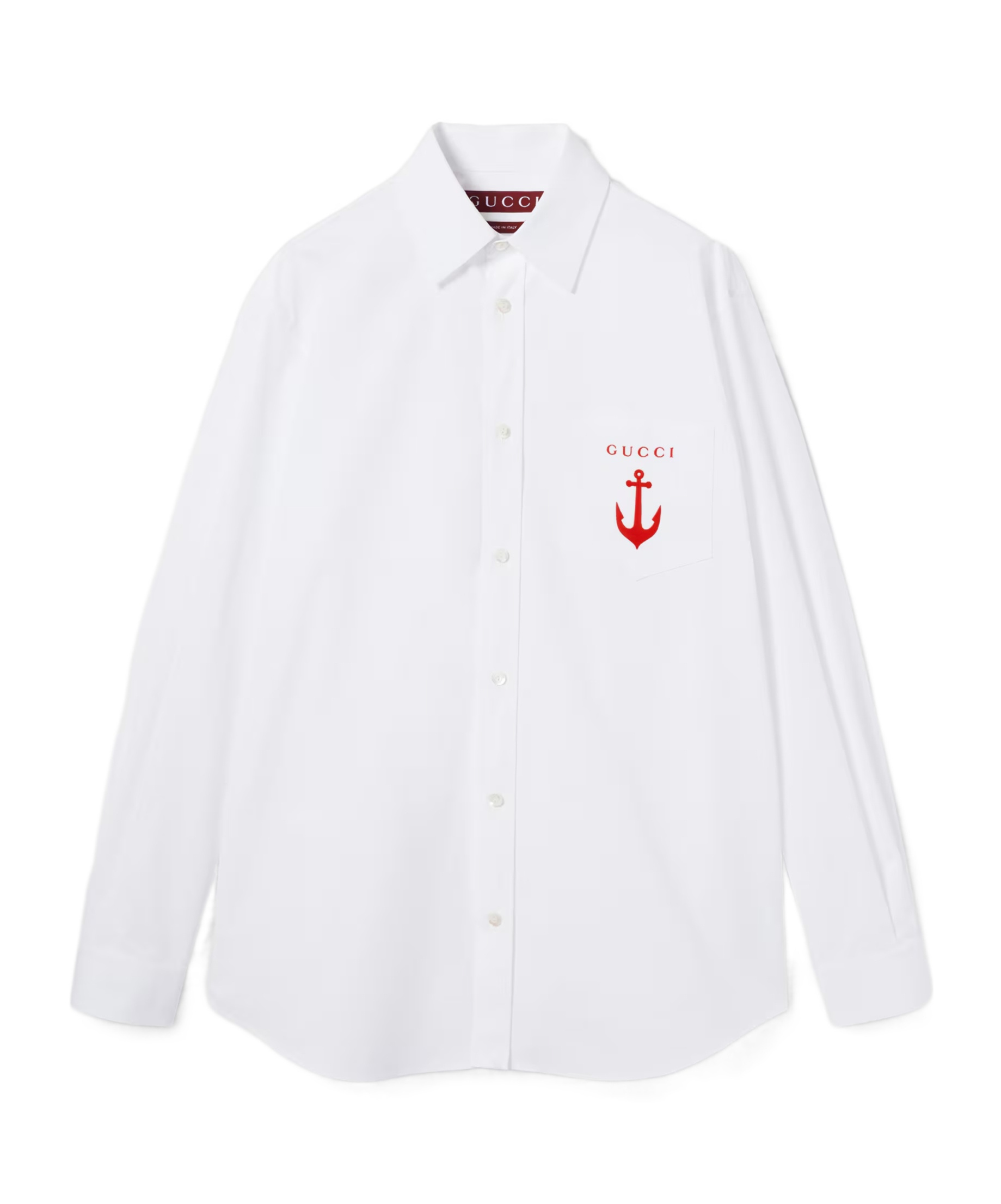 Gucci Embroidered Logo Cotton Poplin Shirt In White