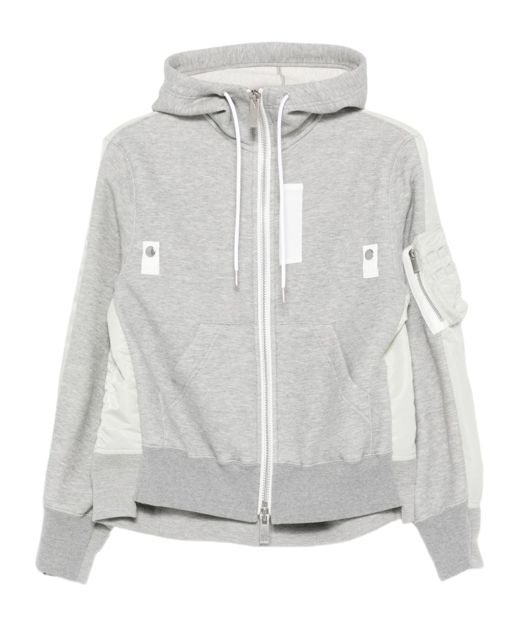 Sacai Sponge Sweat X Nylon Twill Hoodie In Gray